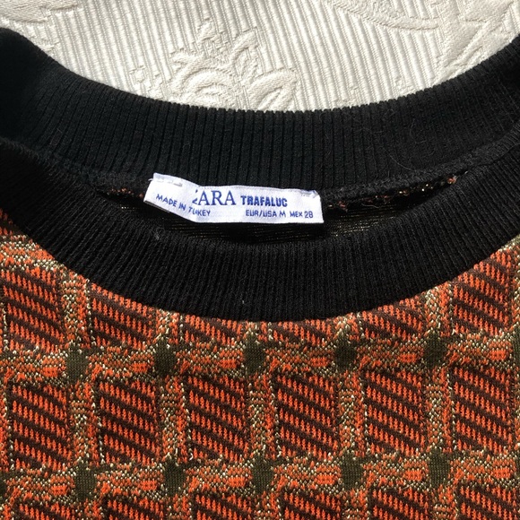 ZARA Geometric Short Sleeve Mini Shift Dress - Picture 6 of 6